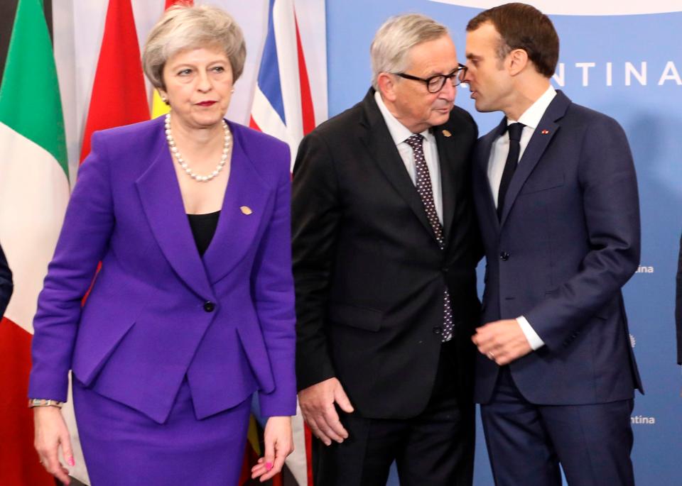  But Mrs May appeared distant from the other leaders including the EU's Jean Claude Juncker and France's Emmanuel Macron