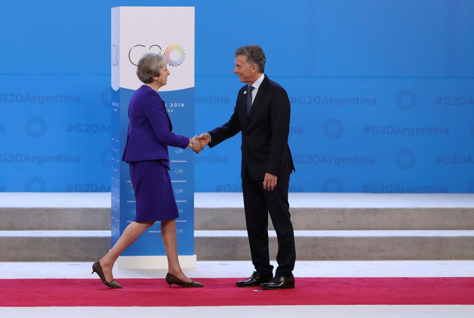  Mrs May will also hold one-on-one talks with Argentina's President Mauricio Macri later