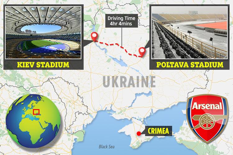  Arsenal's game with Vorskla Poltava is a long way from the disputed Russian annex of Crimea