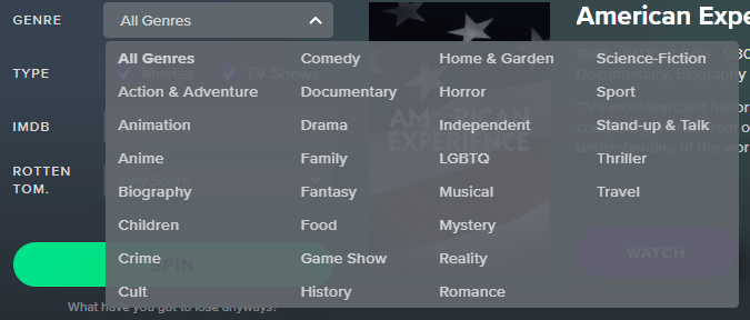  You can choose different genres and review-score filters to limit your Spin results