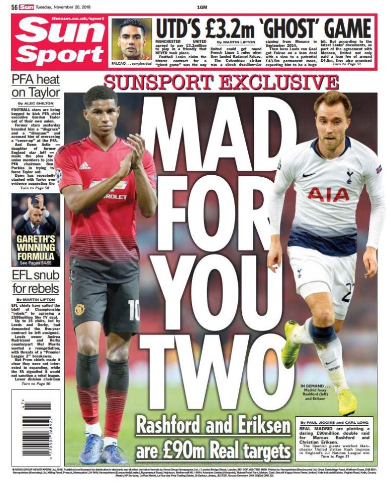  The Sun understand Real Madrid are also keen on Rashford