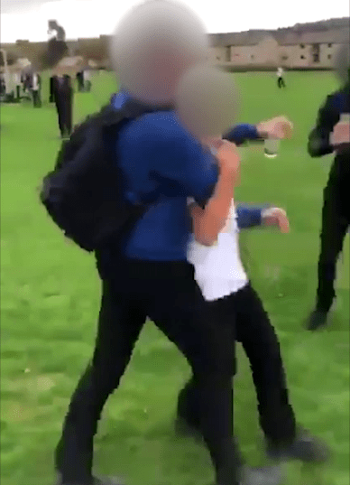 Shocking footage showed the attack in a Huddersfield school