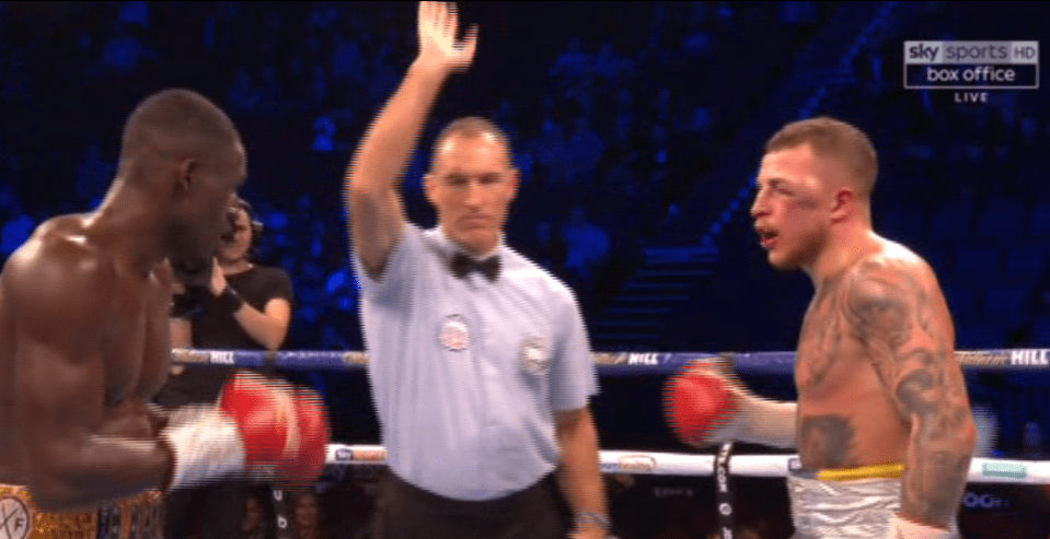 Referee Steve Gray stopped the fight for the vacant WBA Inter-Continental belt