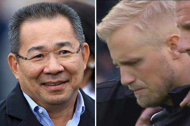  Schmeichel was left with tears in his eyes as the football world remembered Vichai Srivaddhanaprabha