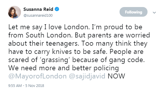  She tweeted later on that better policing is needed