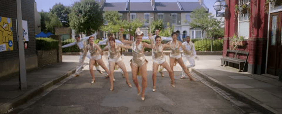 Louisa Lytton led a tap dance routine in a gold leotard