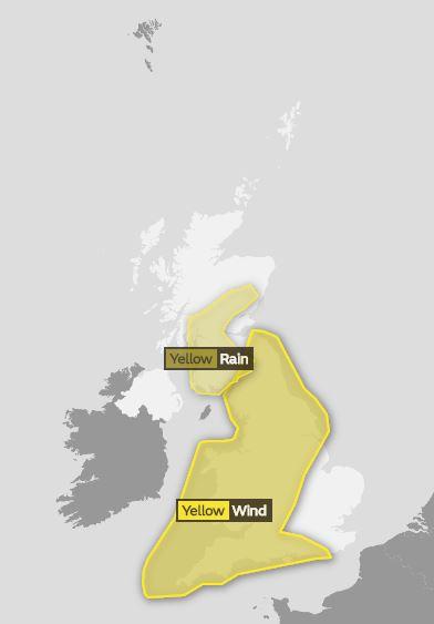  The situation on Thursday, according to the Met Office