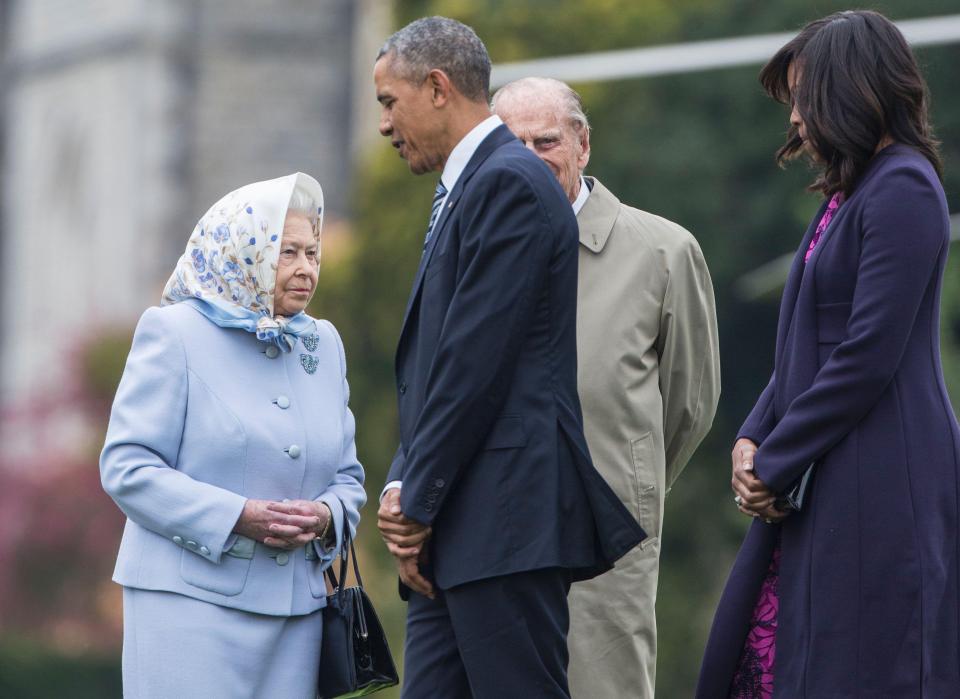  Michelle Obama, pictured right with husband Barack, praised the Queen for putting her at ease