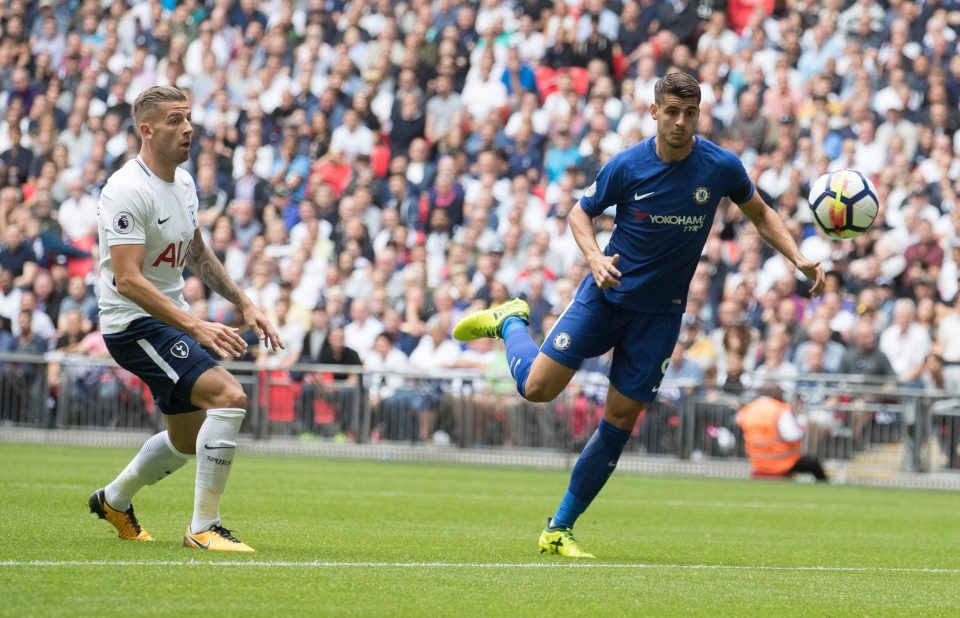  Alvaro Morata in action against Tottenham at Wembley in August 2017