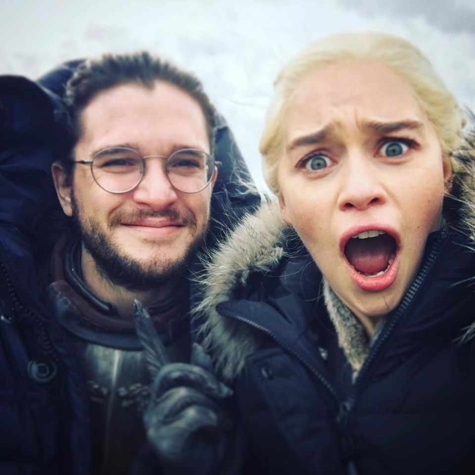 Richard confessed that he thinks none of the main cast will make it to the final episode alive. Pictured his former co-stars Kit Harington (L) and Emilia Clarke while filming the final series