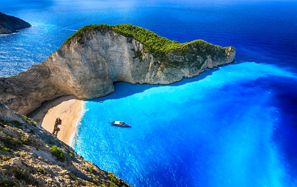 'Shipwreck Bay' on Zakynthos Island, which can only be accessed by boat, is one of the most famous beaches in Greece