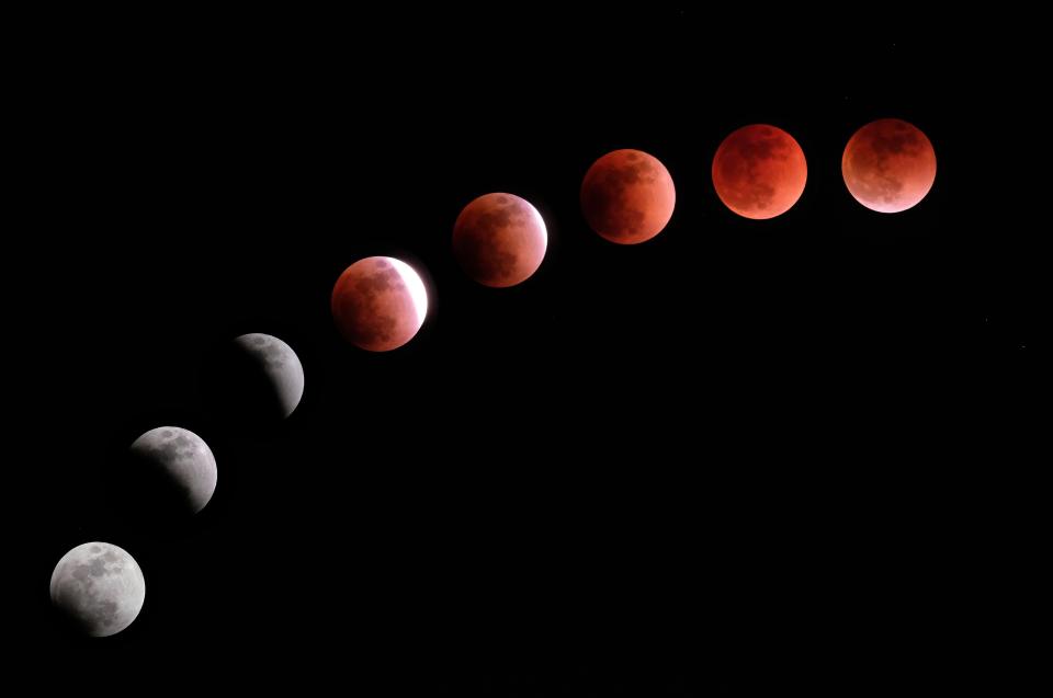  Over the course of three hours, the moon will turn a bright shade of orange