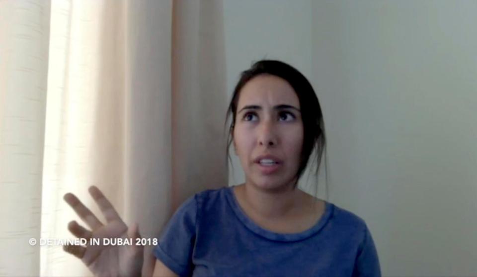  Image from video provided by Detained in Dubai shows Sheikha Latifa bint Mohammed Al Maktoum, a daughter of Dubai’s ruler, in a 40-minute video in which she says she’s planning on fleeing the country