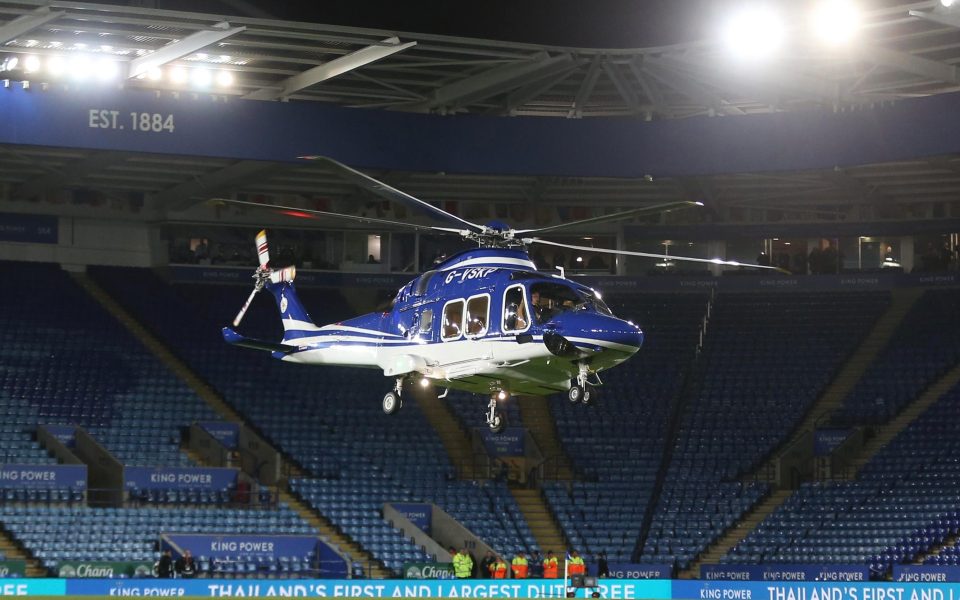  Vichai Srivaddhanaprabha's helicopter takes off from Leicester City's King Power stadium