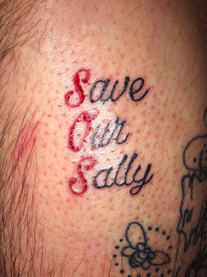  One die-hard fan got a 'Save Our Sally' tattoo in honour of the character who's been imprisoned after being falsely convicted