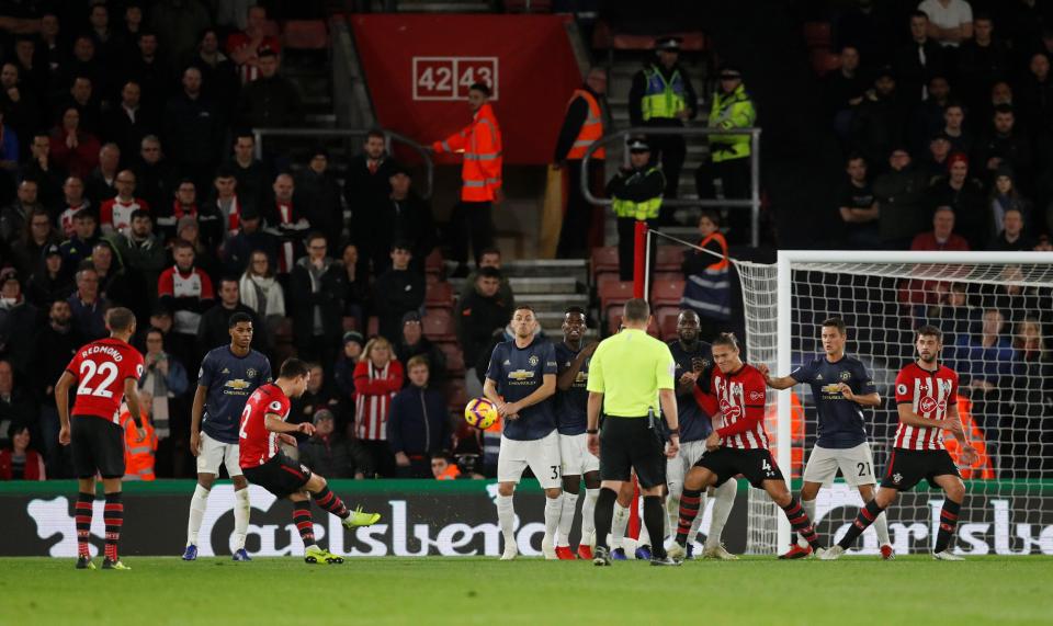  Saints doubled their lead when Cedric Soares' free-kick found the top left corner