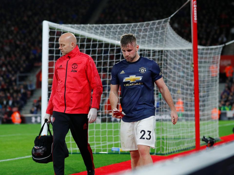  Luke Shaw went off injured in the second half as he returned to Southampton