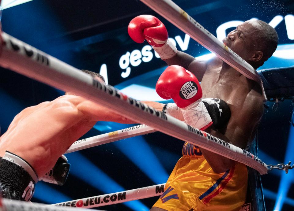  Adonis Stevenson hit the deck after an explosive combination from the 31-year-old