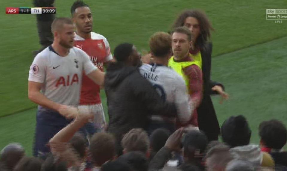  The two Premier League stars tried to pull each others tops during the scuffle