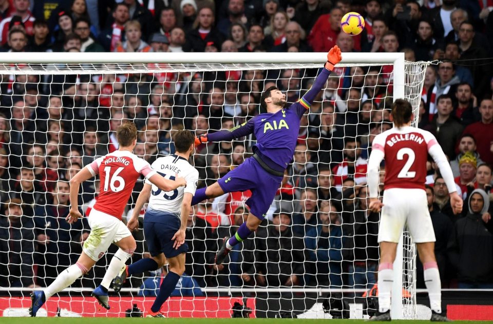  Hugo Lloris flies up defy the Gunners during a superb derby at the Emirates