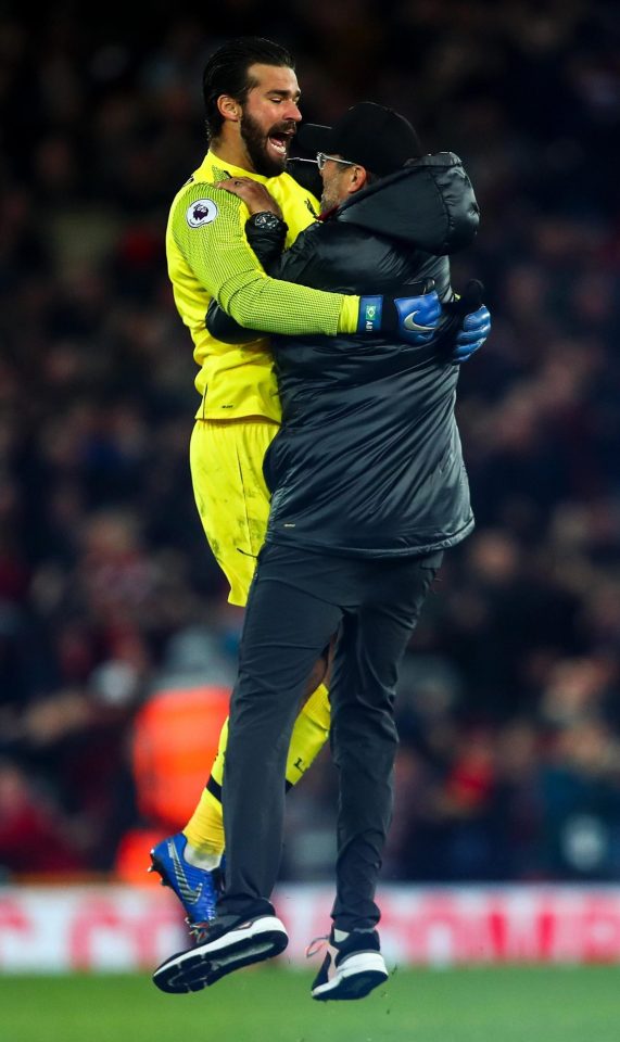  Jurgen Klopp dashed onto the pitch to celebrate with keeper Alisson but seems to have been let off lightly by the FA