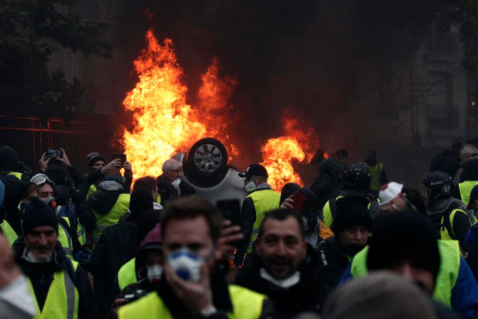  The protesters have taken to wearing the yellow vests all drivers in France have to keep in their cars