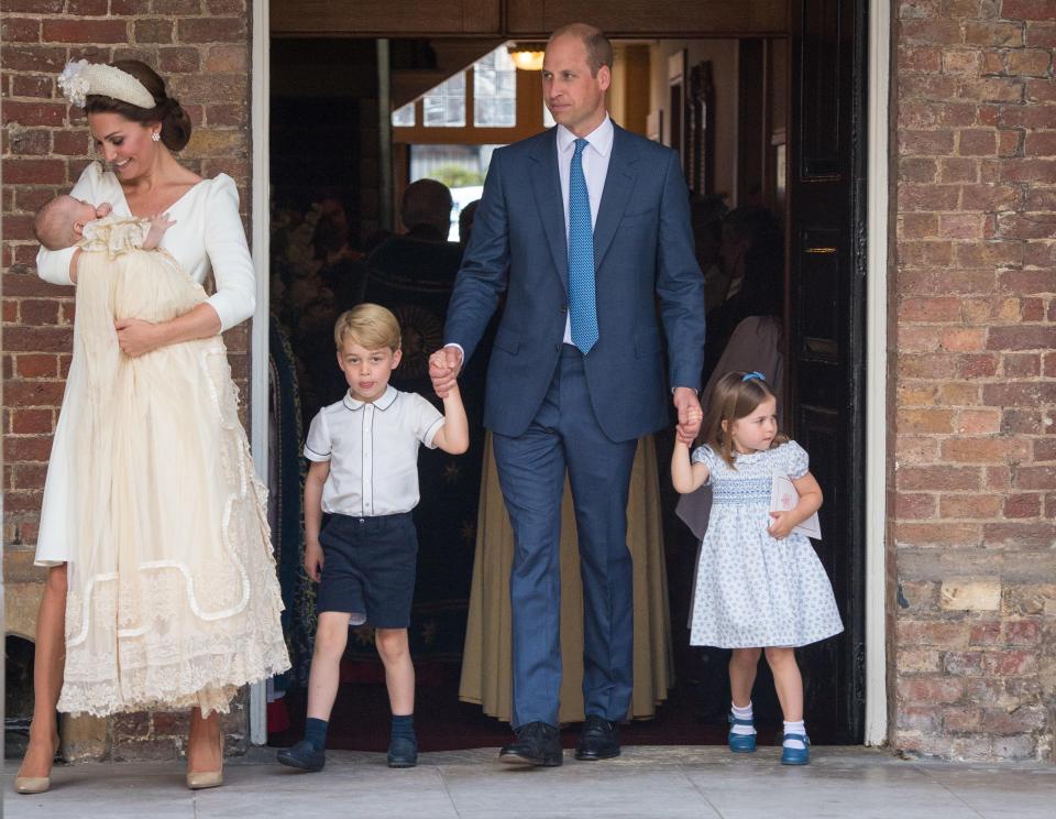  William is now a dad to George, Charlotte and Louis, pictured in mum Kate's arms