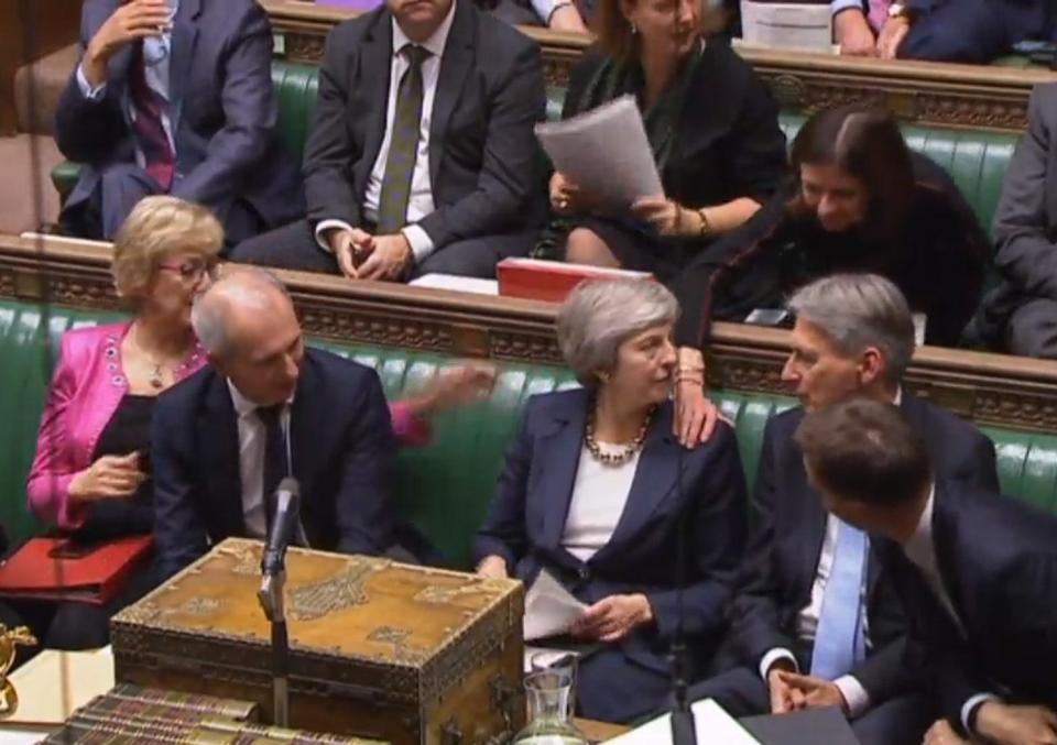  Mrs May was congratulated by colleagues after making her statement