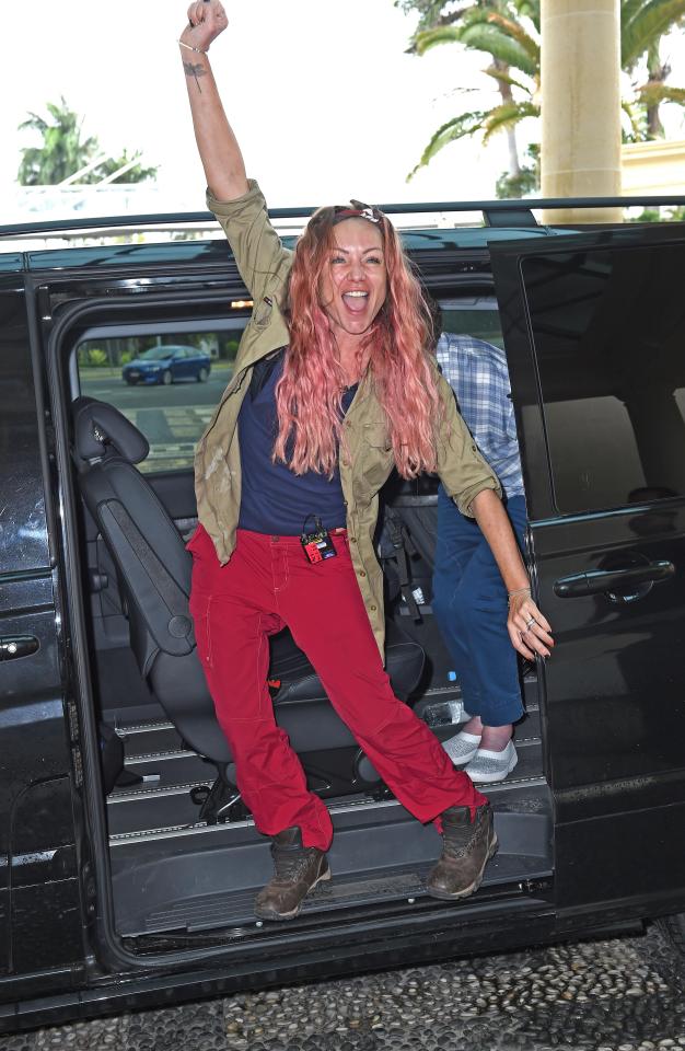  Rita Simons cheered as she finally arrived back at the Versace Hotel in Australia