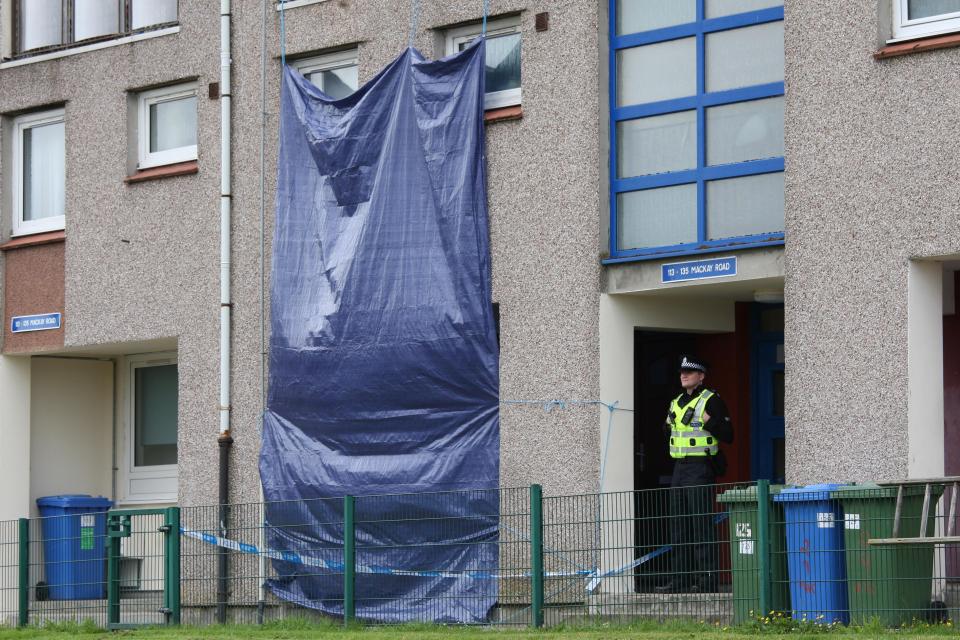  Police at the flat in Mackay Road, Inverness, where they have been investigating the sudden death of three-week-old baby Mikayla Haining