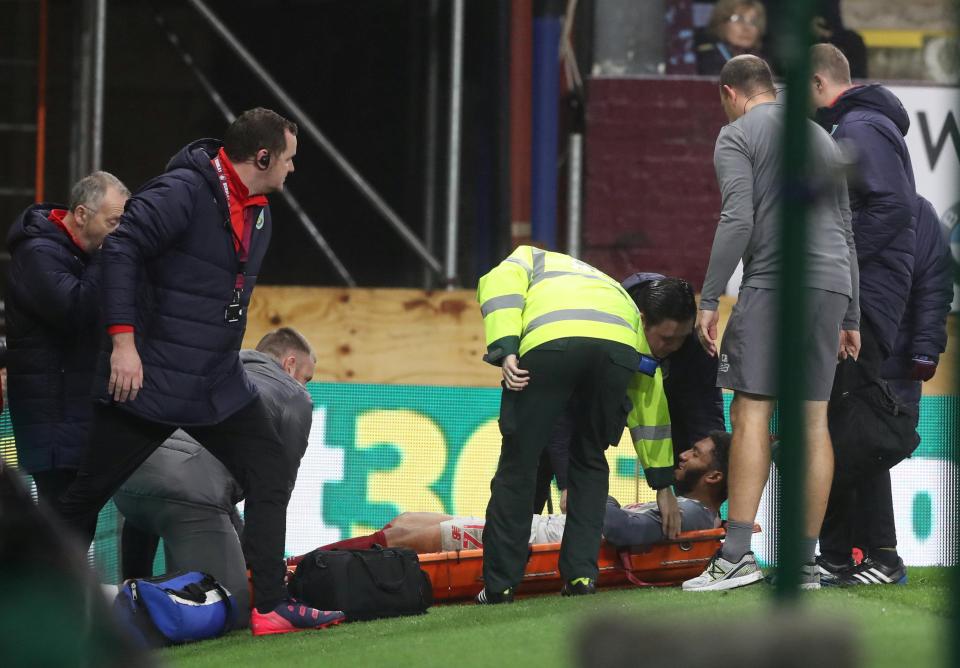  The English ace was carried off the pitch on a stretcher