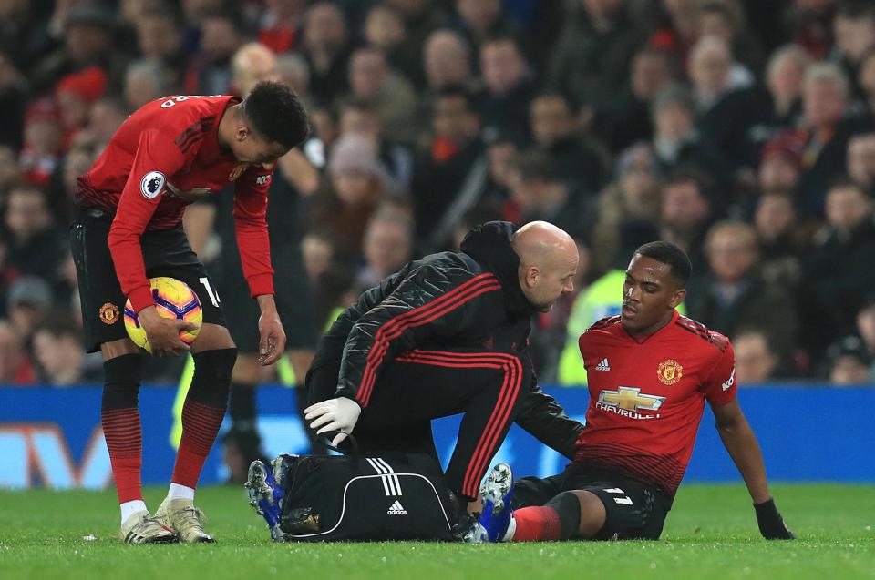  Anthony Martial was subbed off after appearing to pick up a hamstring injury