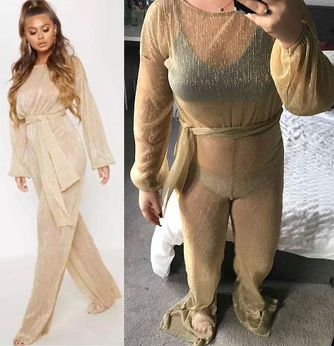 Sheer hell . . . we can see what is undie-neath her jumpsuit