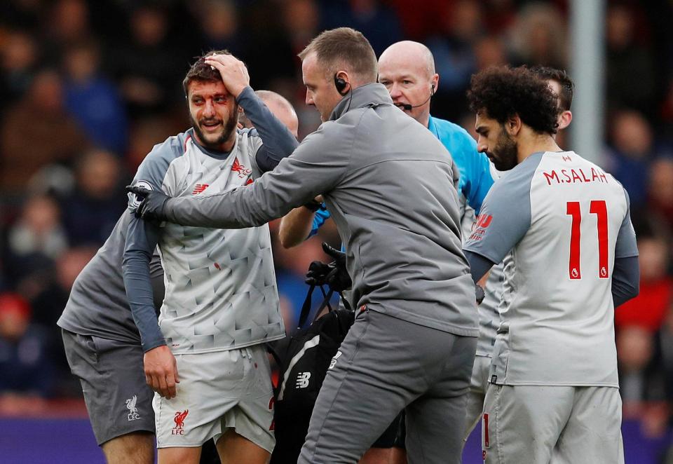  Lallana was left needing treatment on the side of the pitch