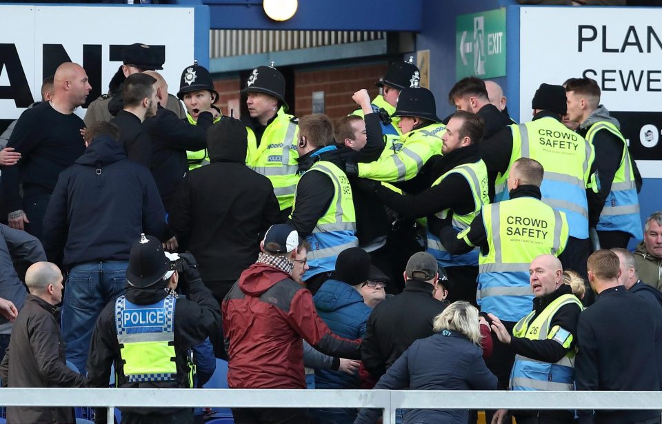  One fan gets hands on with an officer