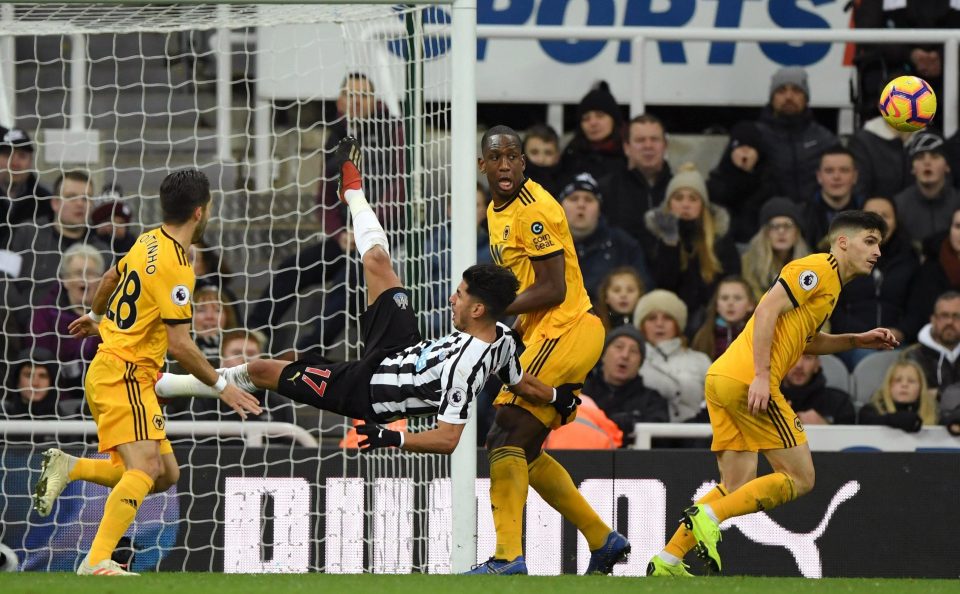  The Newcastle striker hit the floor but no penalty was given