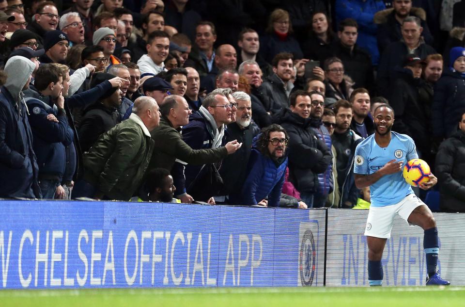  Raheem Sterling was allegedly racially abused by Chelsea fans at Stamford Bridge on Saturday