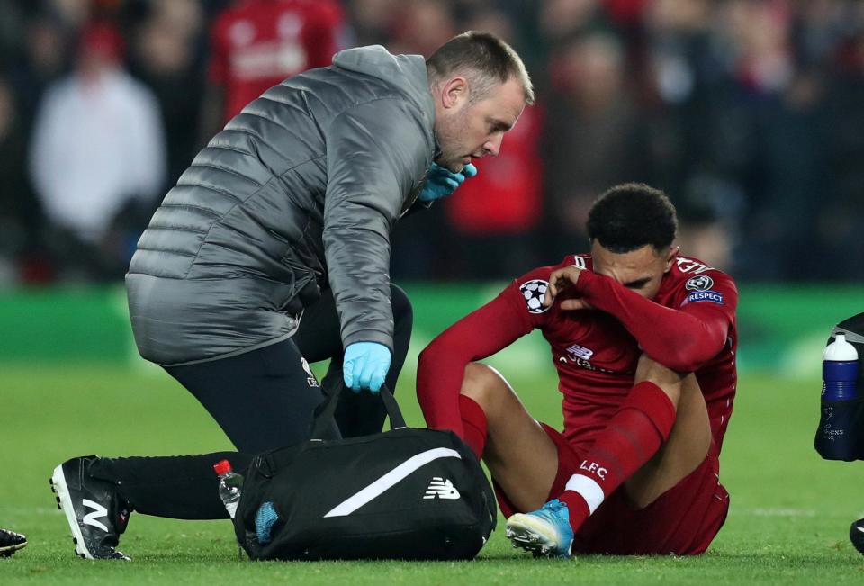  Trent Alexander-Arnold hobbled off with a foot injury