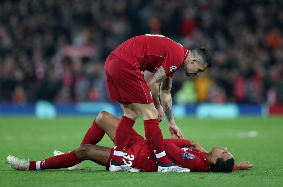  Joel Matip was sent to hospital for scans on his shoulder after going down late on