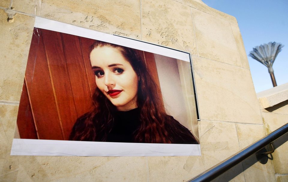  A photo of British backpacker Grace Millane during a vigil at Civic Square in Wellington