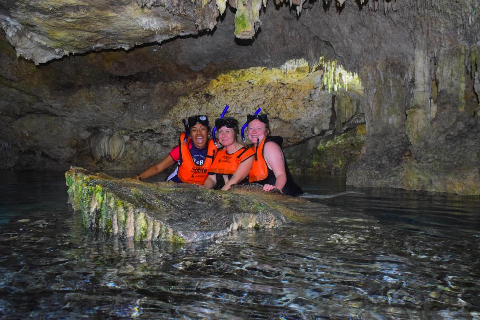  Cool off inside the underground cenote pool, unique to the region