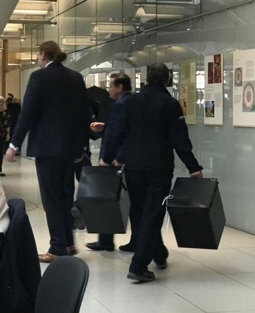  The ballot boxes for the vote being taken to the Palace of Westminster