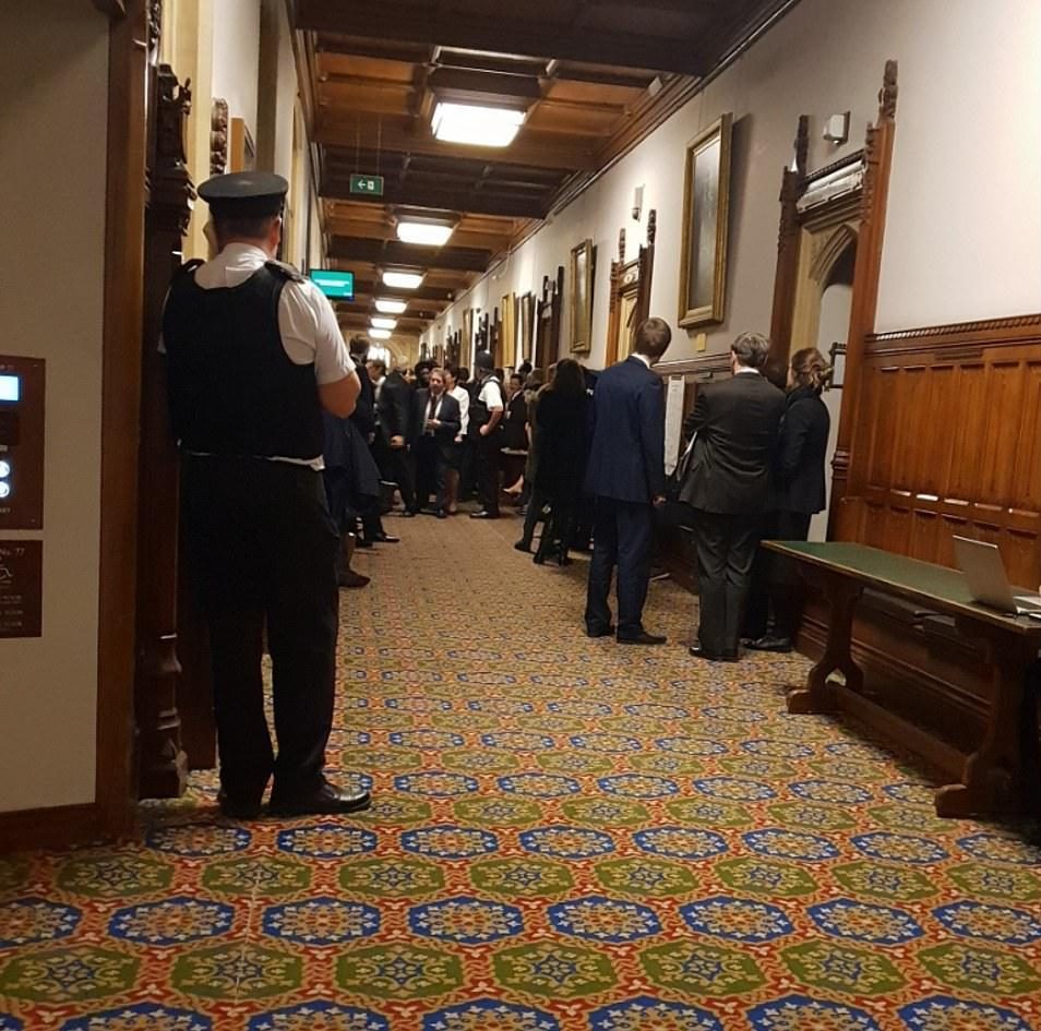  Groups of MPs gather near the 1922 Committee Room