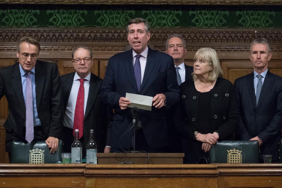  Backbench boss Sir Graham Brady announcing the result in Parliament last night