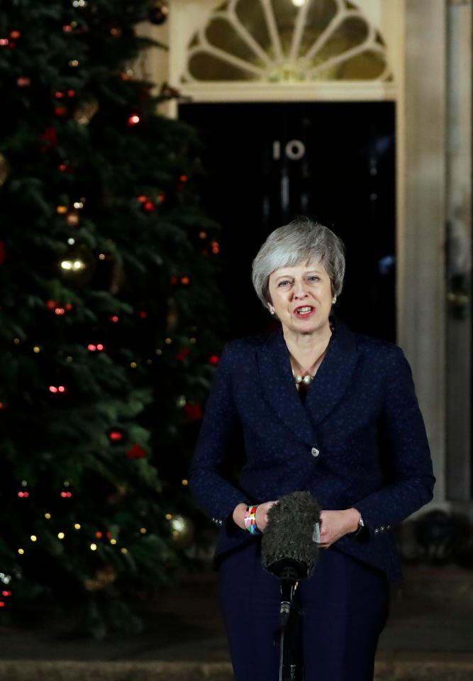  Theresa May speaking in Downing Street last night