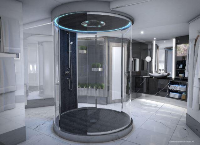  The designs include futuristic shower pods