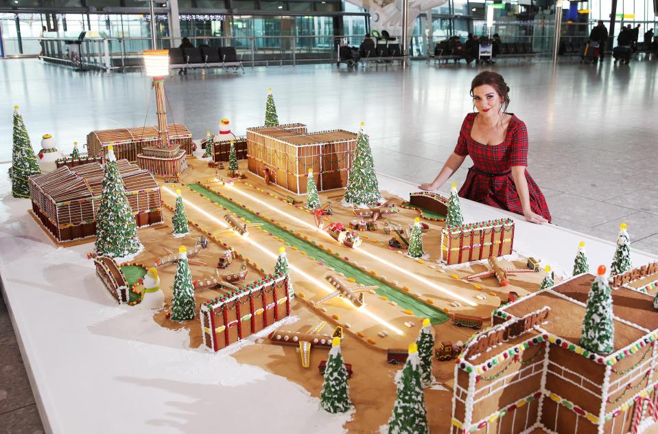  Candice Brown, the winner of GBBO in 2016, has unveiled an elaborate gingerbread model of Heathrow Airport