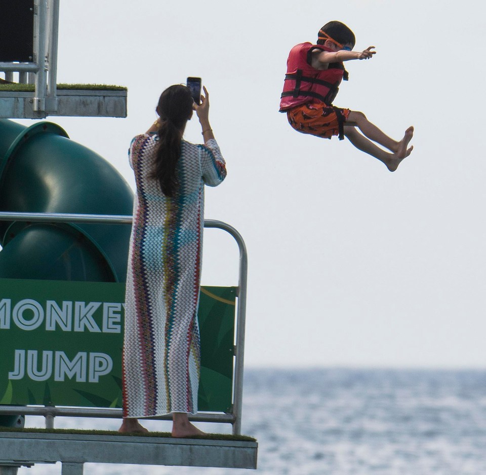 Lauren filmed Eric as he hurtled, feet first, into the sea in Barbados