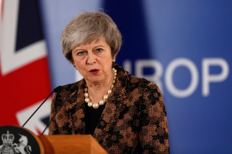  Theresa May giving a press conference in Brussels this afternoon