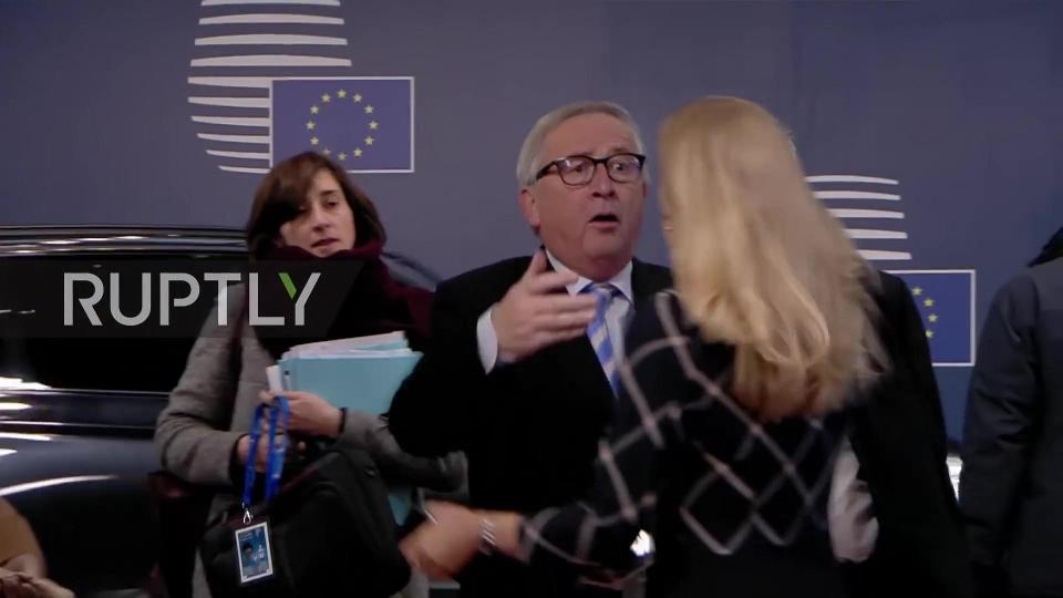  The head of the European Commission gets animated seeing a female official